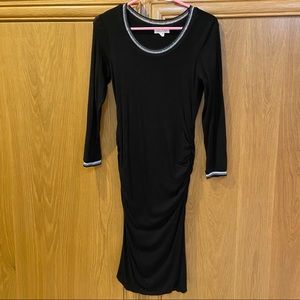Velvet brand black slinky dress warm long sleeve black knit